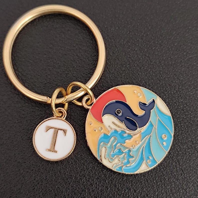 Japan Ukiyo-e Keychain - Personalized Whale Keyring - Etsy