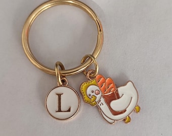 Duck Keychain: Initial Charm, Duck Lover Gift
