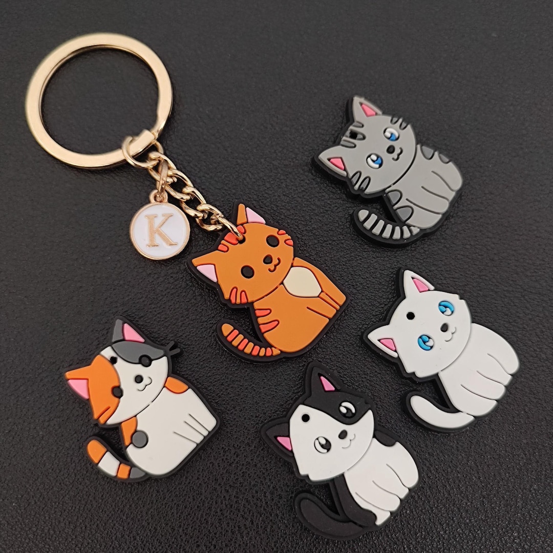 Personalized Cat Keychain PVC Rubber - Etsy