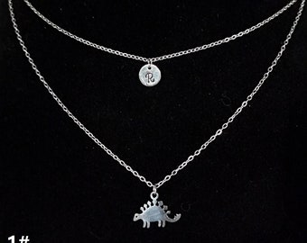Personalized Dinosaur Duo Chain Necklace