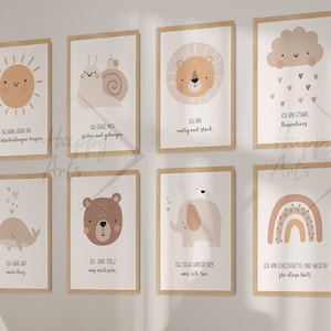 HappyArts® Affirmationsposter Set Jungen & Mädchen | Affirmationen A4 Kinderzimmer Poster Selbstliebe Achtsamkeit Wandbilder Deko Babyzimmer