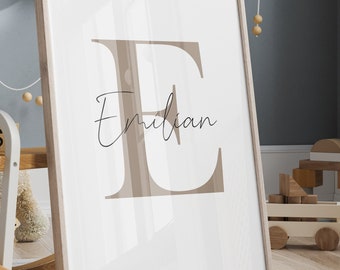 HappyArts® Personalized Name Poster, Wall Art, Birth Poster, Letter Poster, Name, Children, A4 A3, Christening Gift, with or without Frame