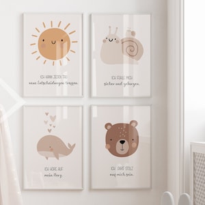 HappyArts® Affirmationsposter Set Jungen & Mädchen | Affirmationen A4 Kinderzimmer Poster Regenbogen Wandbilder Achtsamkeit ohne mit Rahmen