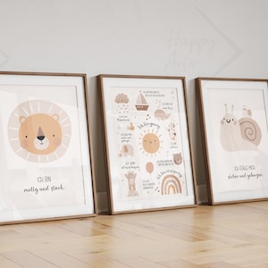 HappyArts® Affirmationsposter 3er Set Jungen & Mädchen | Affirmationen A4 Kinderzimmer Poster Achtsamkeit Selbstliebe Wandbilder Deko