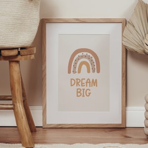HappyArts® Poster Wandbild Boho Regenbogen A4 Bilder Kinderzimmer Deko Babyzimmer Taufgeschenk Geburt