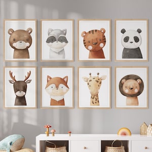 Immagini della cameretta dei bambini HappyArts® per ragazzi e ragazze | Set A4 Animali della foresta Decorazione per la cameretta dei bambini Set di poster per la cameretta dei bambini Animali scandinavi