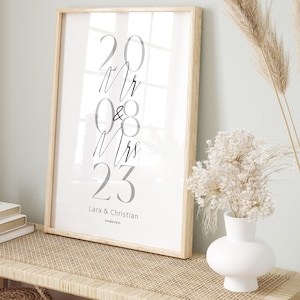 Hochzeitsposter Geschenk Brautpaar Bräutigam Heiraten Rahmen Braut Mr Mrs