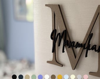 Wooden nameplate for children's room | Personalized door sign | 20 cm high | Wall decoration for boys and girls | with mounting hardware | Many colors