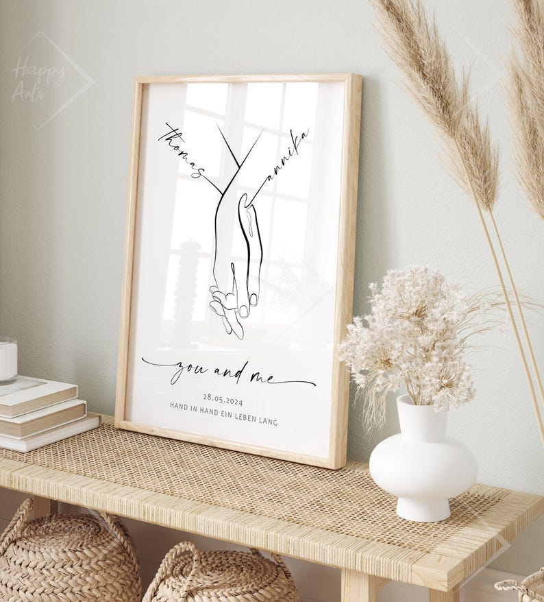 hochzeitsposter holding hands geschenk mit rahmen
