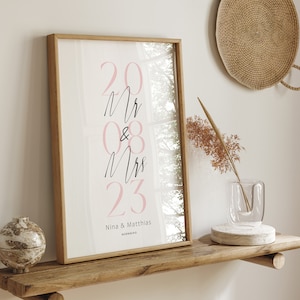 Hochzeitsposter Geschenk Brautpaar Bräutigam Heiraten Rahmen Braut Mr Mrs
