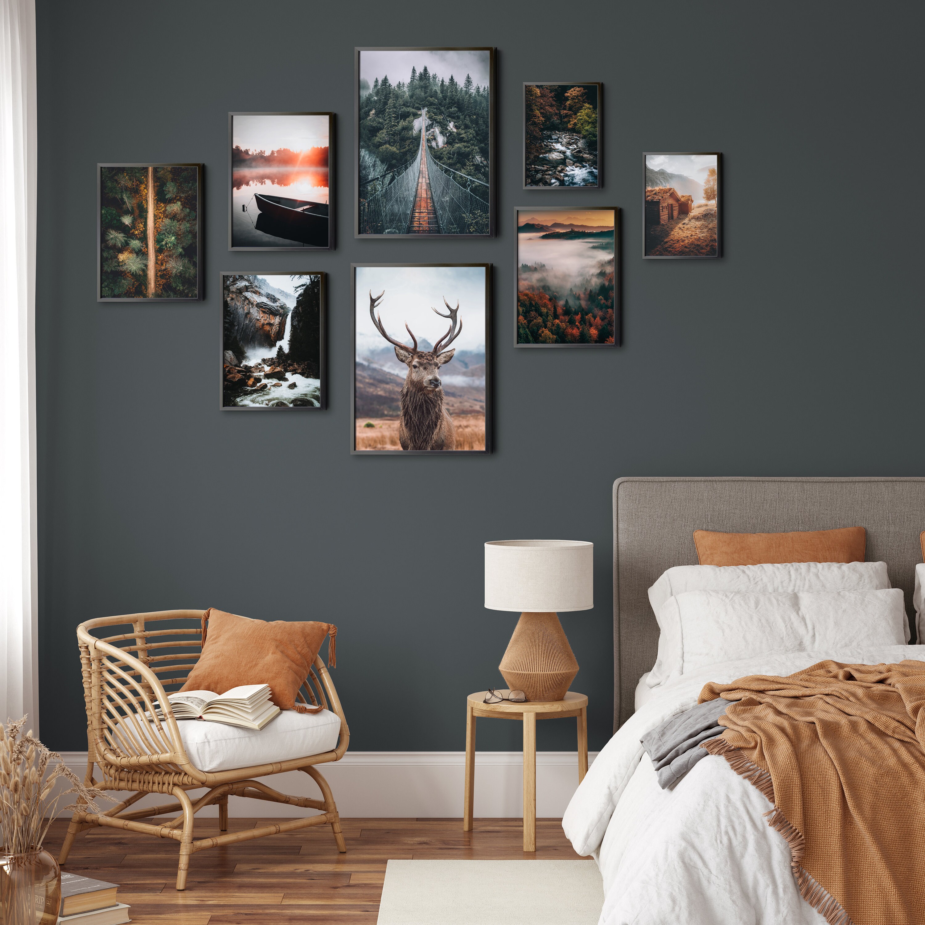 ZLYSYCM Set Di 8 Poster Premium – Quadri Nature, Montagne E Laghi, Stampa Su Carta 300g, Deko Per Soggiorno E Camera, Senza Cornice