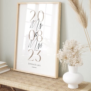 Hochzeitsposter Geschenk Brautpaar Bräutigam Heiraten Rahmen Braut Mr Mrs