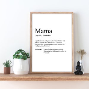 HappyArts® Poster "MAMA" | Definition | Muttertag | Geschenk | Baby | Schwangerschaft | Geburtstag | Kunstdruck | Wandbild