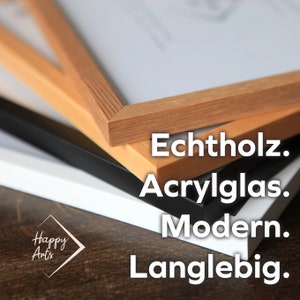 Bilderrahmen aus Echtholz direkt mitbestellen im Format DIN A4 / DIN A3. Unsere Farben:Eiche, Natur, Schwarz, Weiß.