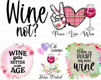 Wine Bundle PNGS, Wine Lover, Wine Quotes, Wine Decals, Sublimation Bundles, Wine Waterslide, Wine Clipart, Decals, PNG Transfers