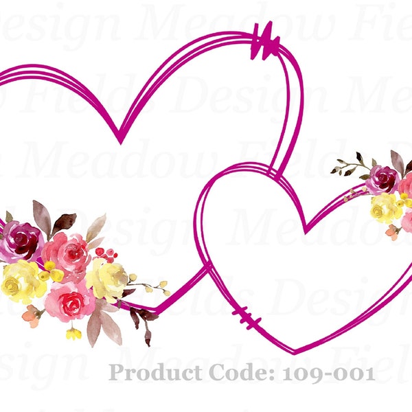 Entwined hearts png, sublimation transfers, heart frames with flowers, sublimation clipart, design elements, waterslide png, floral graphics