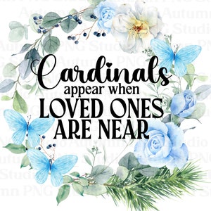 Des cardinaux apparaissent lorsque des proches sont à proximité de PNG, clipart commémoratif, sublimation de mémoire d'amour, fichiers numériques, téléchargement immédiat, PNG transparent
