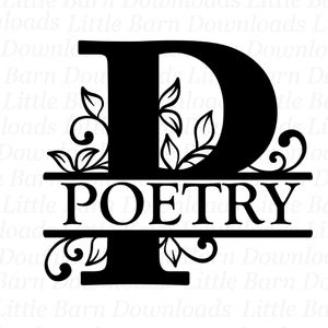 Clipart di poesia, PNG a sublimazione, decalcomanie digitali, file PNG di poesia, download istantanei, monogramma
