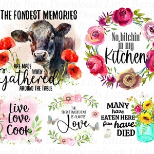 Clipart de cozinha, Sublimação de pano de prato, Download instantâneo, Adesivos para impressão, Pacote de PNG de cozinha, Sem reclamações na minha cozinha - BZ021