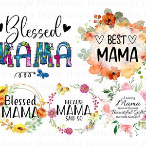 Mama Clipart: Mama Sublimation Bundle, Mama PNGS, Printable Decals, Mother&#39;s Day Gift, Commercial Use, Floral - BZ032
