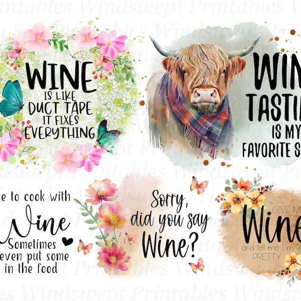 Wine PNG, Wine Lover, Wine Quotes, Wine Decals, Wine Sublimation, Wine Waterslide, Wine Clipart, Decals, Digital Transfers, Bundle