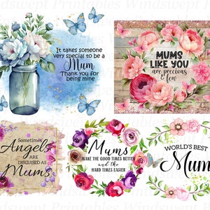 Clipart mama: sublimatiebundel mama, png-bestand voor mama, afdrukbare stickers, Moederdagcadeau, commercieel gebruik, bloemen mama-sublimatieontwerpen - BZ004