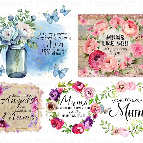 Mama Clipart: Mama Sublimationspaket, Mama PNGS, druckbare Abziehbilder, Muttertagsgeschenk, kommerzielle Nutzung, florale Mama Sublimationsdesigns