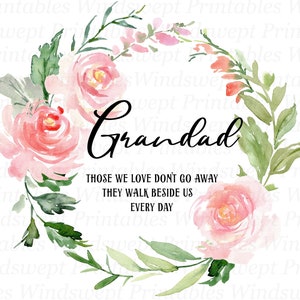 Mémorial de grand-père, clipart grand-père, ceux que nous aimons ne s'en vont pas, téléchargement numérique instantané, fleurs roses