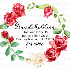 Petits-enfants nous tiennent la main png, clipart petits-enfants, graphiques par sublimation, transferts de toboggan aquatique, roses rouges, cadeau pour grand-mère, nounou png thumbnail