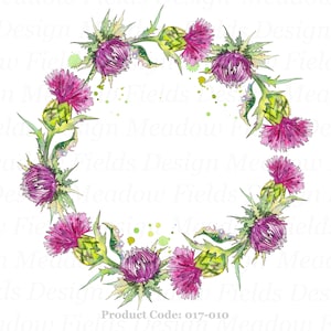 Thistle frame png, thistle wreath png, sublimation clipart, Scottish pngs, Scotland gifts, Highland souvenirs, graphics, watercolour, files