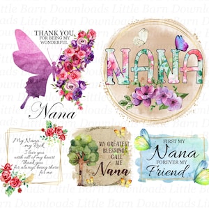Nana PNG Bundle, Oma Clipart, Familien Zitate und Sprüche, digitale Aufkleber, Sublimationsgrafiken, Wasserschiebebilder Designs - BZ010