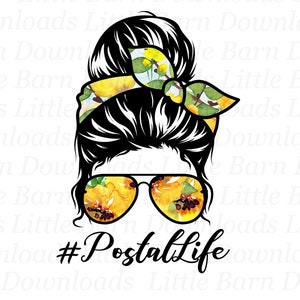 Das Leben in der Post PNG, Postangestellter Clipart, Blumentransfers, Sublimationsdesign, Wasserschiebefolie PNGs, Messy Bun, digitaler Download