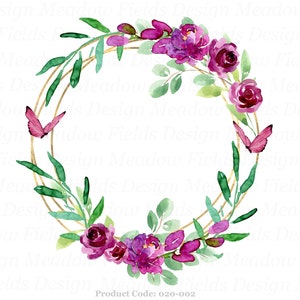 Plum flowers with butterflies frame png, sublimation floral wreath png, purple flowers png, clipart, sublimation clipart, design elements