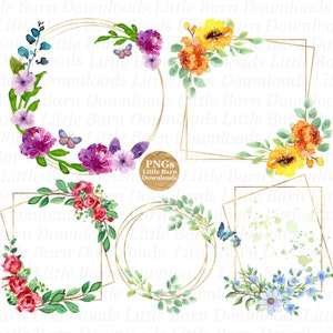 Paquete de marcos florales PNG, paquete de sublimación, diapositivas digitales, imágenes prediseñadas de marcos, paquetes PNG, marco de sublimación - BZ014