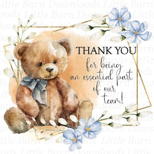 Clipart de remerciement, élément essentiel de l'équipe, Journée de reconnaissance des employés, Clipart collègue, collègue PNG, Merci, ours en peluche