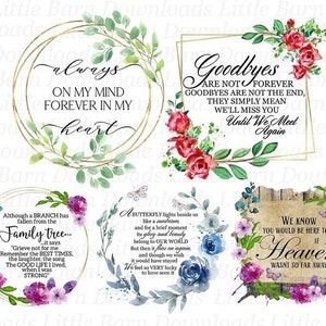 Énonciations commémoratives PNG, clipart souvenir d'amour, sublimation graphique, dessins numériques PNG, fleurs, papillons, perte, funérailles - BZ016