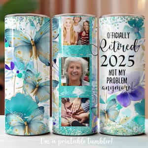 Gobelet maigre 20 oz en sublimation, gobelets à la retraite, téléchargement immédiat, sans couture, photo de retraite, imprimable en 2025