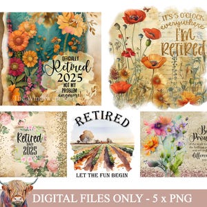 Clipart retraite, gobelets à sublimation PNG, cadeaux de retraite, téléchargement immédiat, produits à imprimer retirés, utilisation commerciale PNGs, 2025 - BZ007