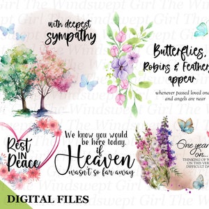 Clipart sublimation PNG Memorial, avec nos plus sincères condoléances, téléchargements immédiats, un an plus tard, Floral Memorial - BZ016