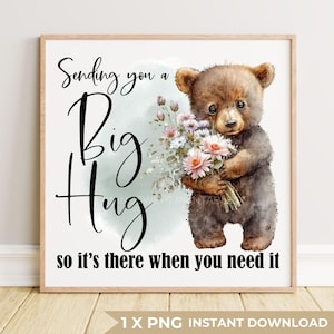 Sending Hugs PNG File: Clipart for Sublimation, Teddy Bear (INSTANT DOWNLOAD) - BZ197