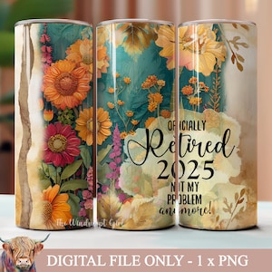 Design de gobelet officiellement retiré 2025, téléchargement par sublimation 20 oz, gobelet sans couture, NUMÉRIQUE UNIQUEMENT, gobelet de retraite 20 oz, cadeau imprimable