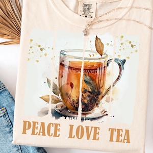 Peace Love thee clipart in png-formaat voor sublimatie, instant download, keuken printables, thee sublimatie, thee shirt ontwerpen, CR