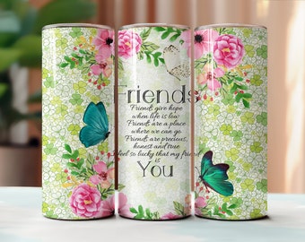 Friends Tumbler PNG: Floral Butterfly 20oz Wrap (Digital Download)