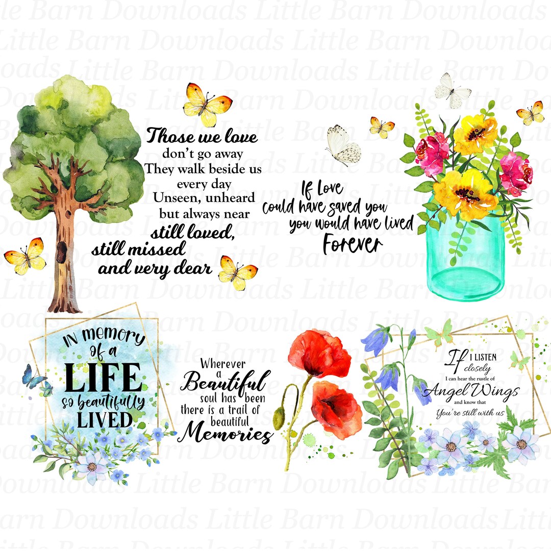 Memorial Sayings PNG Clipart Bundle: in Loving Memory Sublimation ...