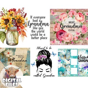 Gesegnete Oma PNG Bundle, Oma Clipart, digitale Aufkleber, Sublimationsgrafiken, Wasserschiebedesigns, Transfers, sofortige Downloads - BZ012