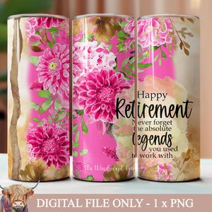 Design de gobelet retraite heureuse pour sublimation, gobelet sans couture 20 oz, NUMÉRIQUE UNIQUEMENT, téléchargement immédiat, gobelet 20 oz, retraité, retraité