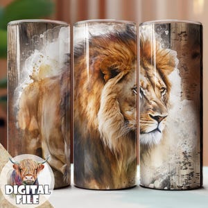 Gobelet Lion 20 oz pour sublimation - fichier numérique, téléchargement immédiat, gobelets Lion imprimables, fichier PNG, animaux sauvages, cadeau d'anniversaire