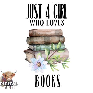 Book Lover PNG: Floral Stack of Books Sublimation Design (Digital Download)