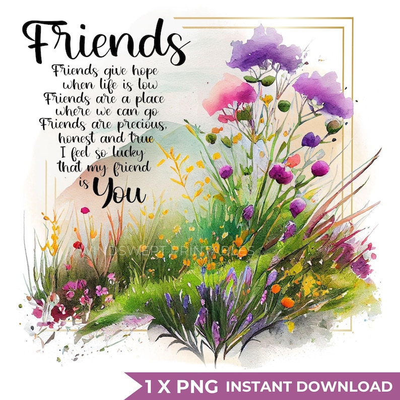 Friendship Hope Friends Give Hope Clipart: Friendship PNG File, Meadow Flowers ...