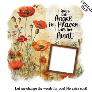 Ik heb een engel in de hemel, ik noem haar tante PNG, begrafeniscadeau, Memorial Clipart, Sympathy Printables, In Loving Memory Sublimatie, foto